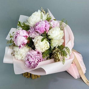 MD0223 粉紅白色牡丹 馬醉木